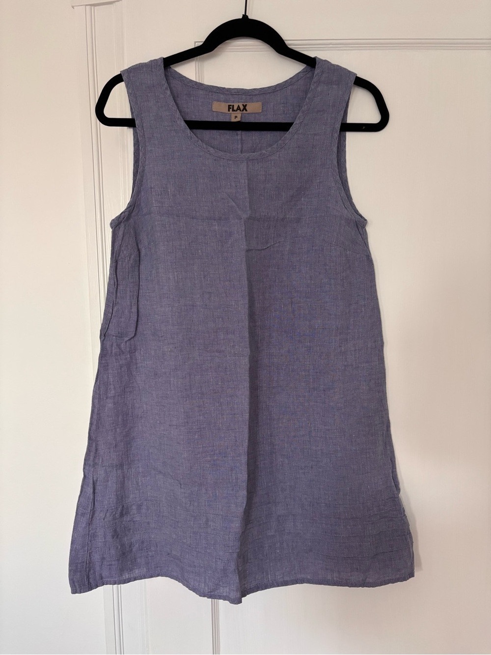 Flax Light Purple Linen Sleeveless Ruffle Hem A-Line Dress Petit